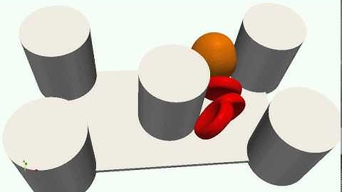 4 cells in a channel with obstacles