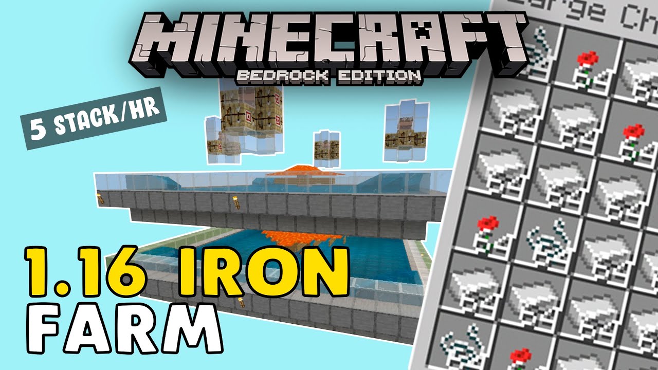 [Minecraft Bedrock 1.16] Cheap and Simple IRON FARM! (5 STACKS/HOUR