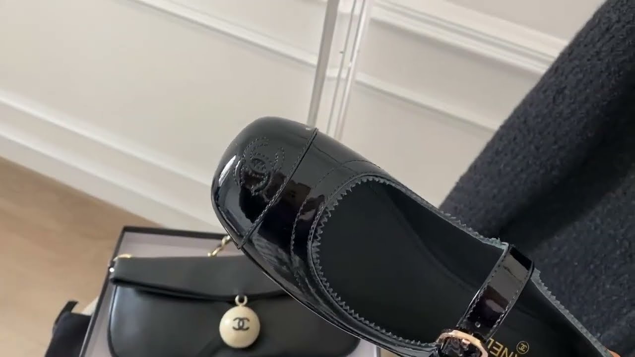 chanel mary jane shoes black patent leather - YouTube