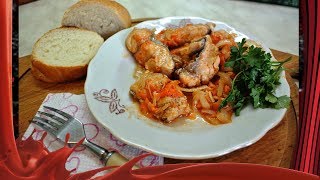 Маринованный толстолобик в томате с овощами. Маринованный толстолобик в томате с овощами.