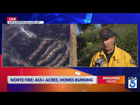 Norte Fire update: Orange County wildfire explodes to 465 acres, at least 6 homes burned