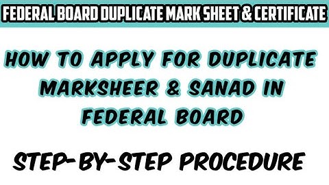 How to apply for duplicate marksheet or certificate in federal board #fbise #federalboard #ssc #hssc