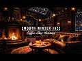Cozy Winter Library Cafe Ambience ☕ Smooth Jazz Instrumental Music &amp; Fireplace Sounds to Relax, Work