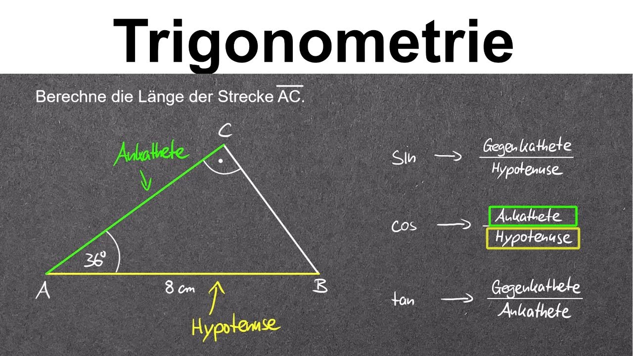 Tangens In Grad Umrechnen Mit Dem Taschenrechner Trigonometrie – Strecken mit Sinus, Cosinus und Tangens berechnen - YouTube