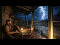 Arthur Sitting Quietly Under His House Porch Enjoying a Lonely Night Thunderstorm | RDR2 ASMR