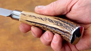 Utility knife with DEER horn handle! (Forged in a sledgehammer)