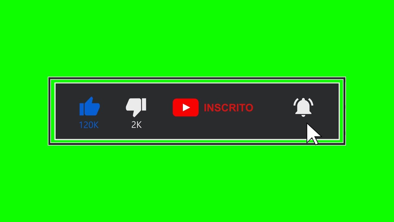 Green Screen Inscreva-se [Botão com opções de Like, Inscrito, Sininho]  Chroma Key, Fundo Verde 