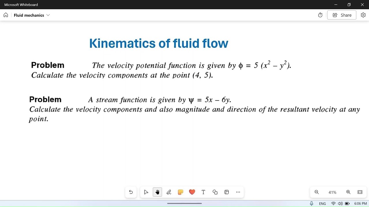 Problem Stream Kinematics of fluid flow: 15 //Numerical Problem- Stream function - YouTube