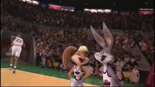 Lola Bunny getting kissed by Bugs Bunny In Space Jam