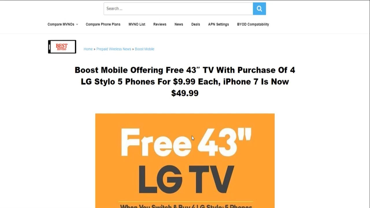 Free 43 Lg Tv With Purchase Of Lg Stylo 5 Promotion Boost Mobile