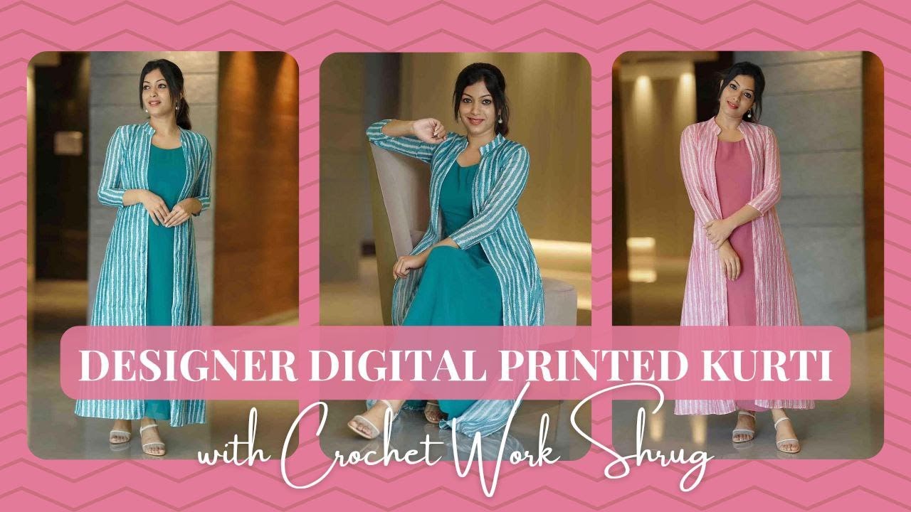 Rose Chinon Silk Crochet Work Printed Kurti Sharara Dupatta Set | Printed  kurti, Sharara, Beautiful suit