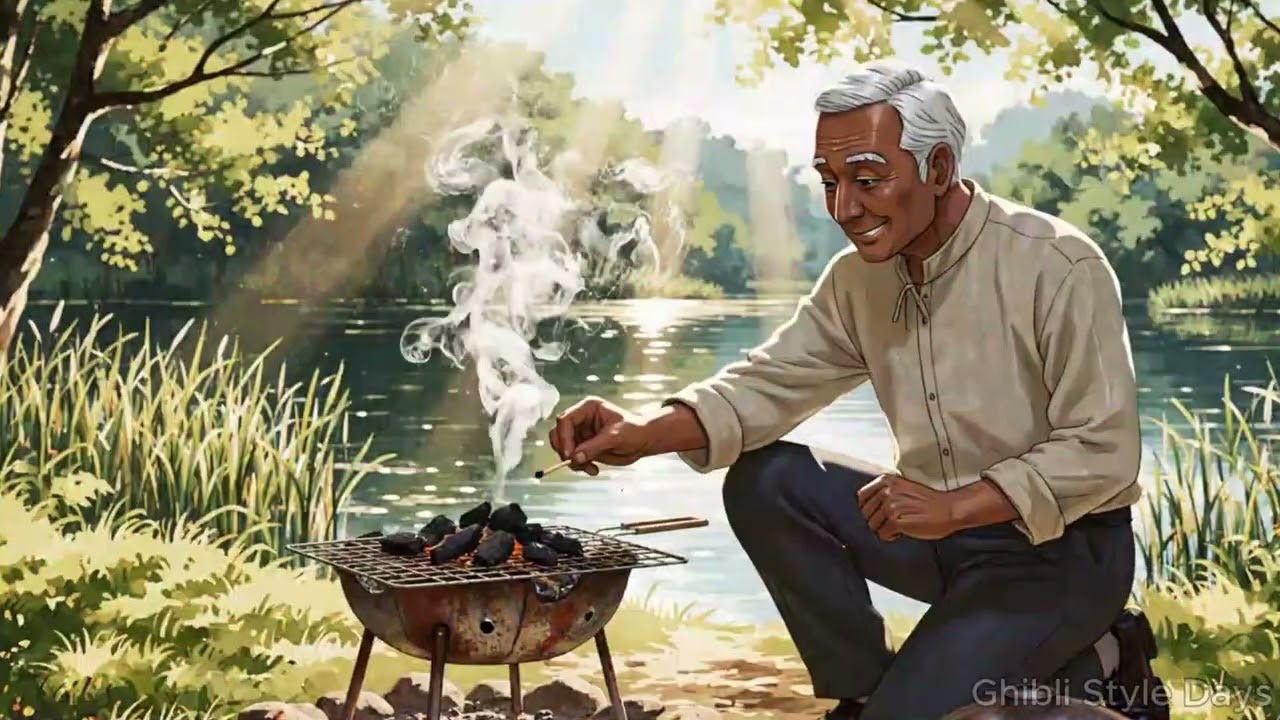 Lakeside Life Grilled Mountain Fish & Homemade Rain Coking |Ghibli Style Days