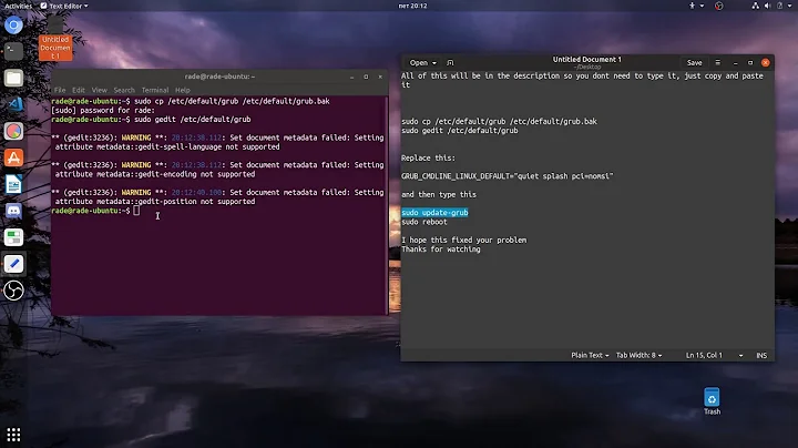 PCI error [FIX]  / Storage filling up after boot [FIX]  / Purple splash screen [FIX] ubuntu