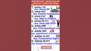 IMPORTANT ARTICLES OF INDIAN CONSTITUTION/INDIA GK/GENIUS GKQUIZ #indiagk #gk #shorts #shortvideo