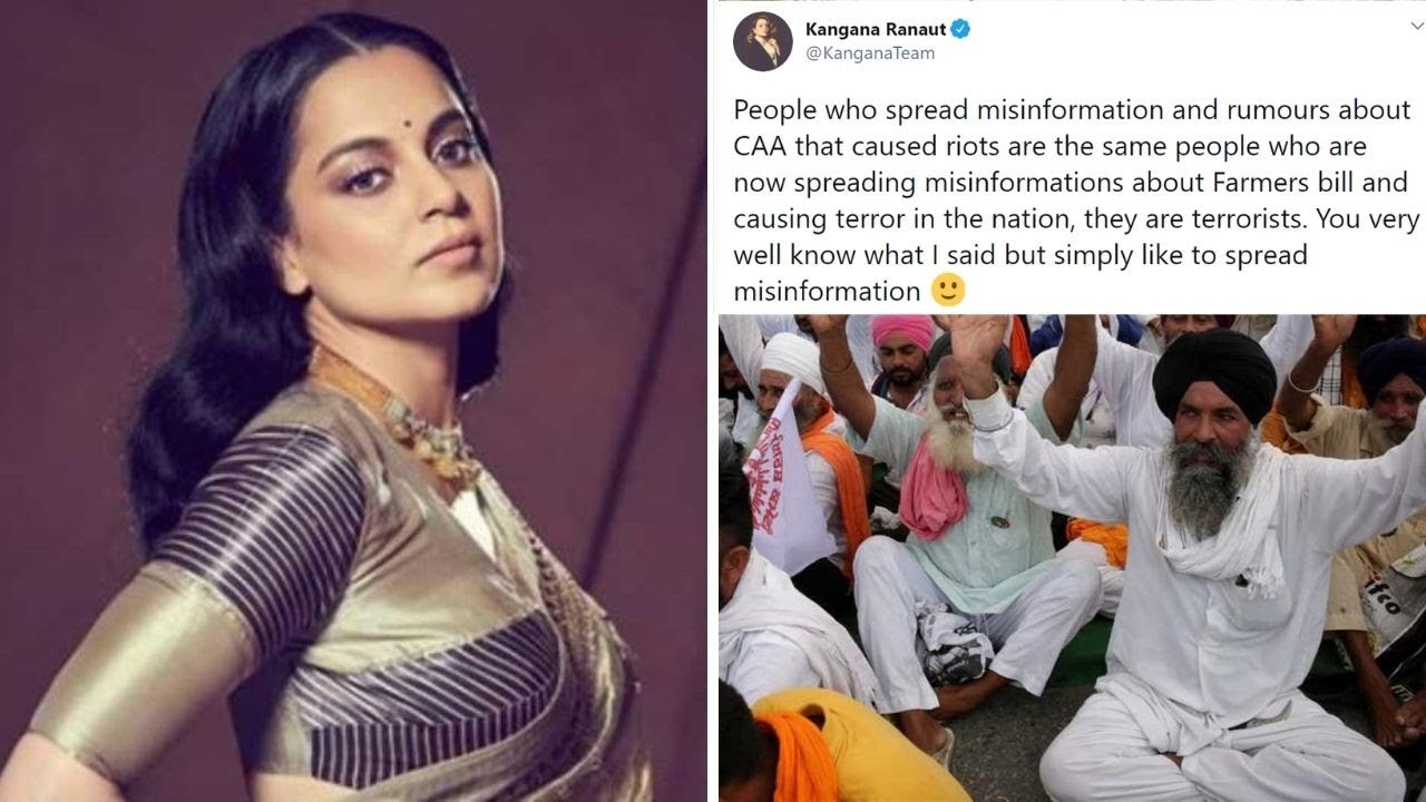 Kangana Ranaut gets TROLLED for allegedly calling farmers 'terrorists'; later CLARIFIES her comment - YouTube