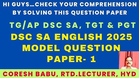 DSC SA ENGLISH 2025 MODEL QUESTION PAPER- 1