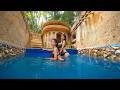 Two Girl Build an Underground Pool Oasis with Underground Villa by Hand | Primitive Survival Life