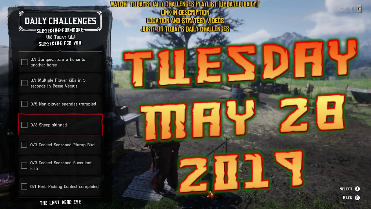 🤠 Tuesday, May 28, 2019 RDR2 Online Daily Challenge List 5/28/19 Red ...