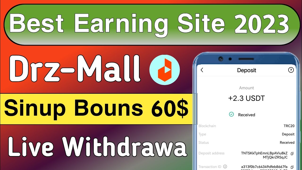 Drz-Mall Best Earning Site 2023||Sinup Bouns 60$||Live Withdrawa||