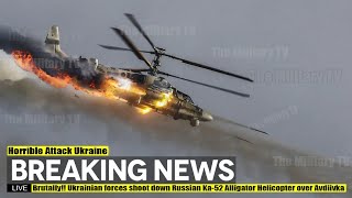 Brutally (May 19 2024) Ukrainian forces shoot down Russian Ka-52 Alligator Helicopter over Avdiivka