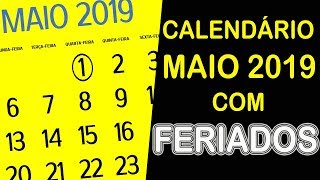 CALENDÁRIO MAIO 2019 COM FERIADOS E FASES DA LUA