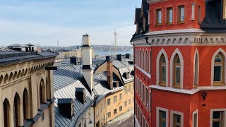 Stockholm Walks: Södermalm in the morning. Street life and view (4k, natural sound)