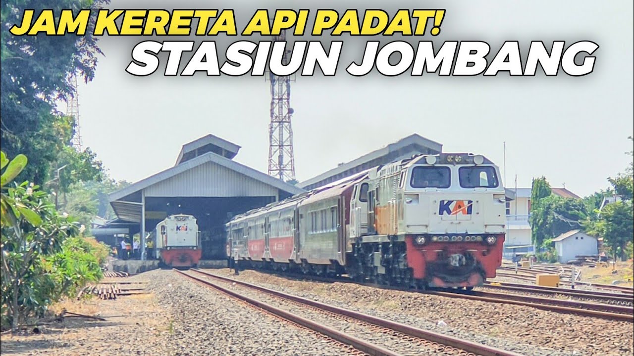 JAM SIBUK KERETA PAGI HARI SALING BERANGKAT DAN DATANG!! Berburu Kereta Api Di Stasiun Jombang