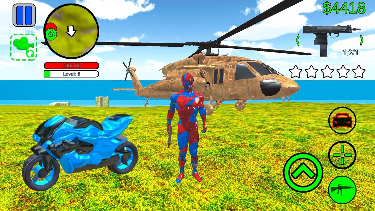 Grand City Superhero Driving Motorbikes and Army Helicopter Flying Simulator - Android Gameplay.