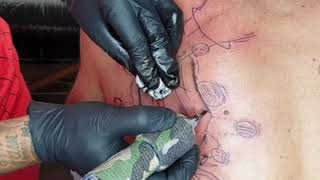 Universe and hands Tattoo time lapse