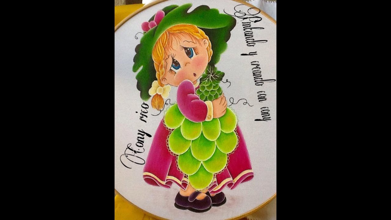 Pintura en tela niña uva # 7 con cony youtube Uvas pintadas