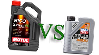 Motul 8100 X-Clean FE 5W30 vs Liqui Moly 4200 toptec longlife III 5W30 test  oil synthetic 