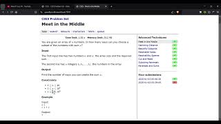 Famous Meet In The Middle  | CSES Advanced Techniques Net Worth