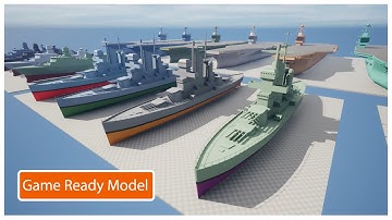 Aircraft Carrier Strike group 3D model for Game Development