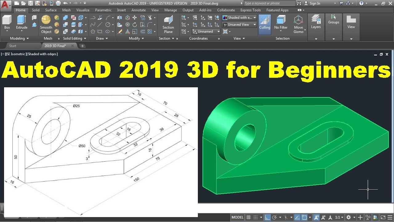 Autocad 19 3d Tutorial For Beginners Youtube