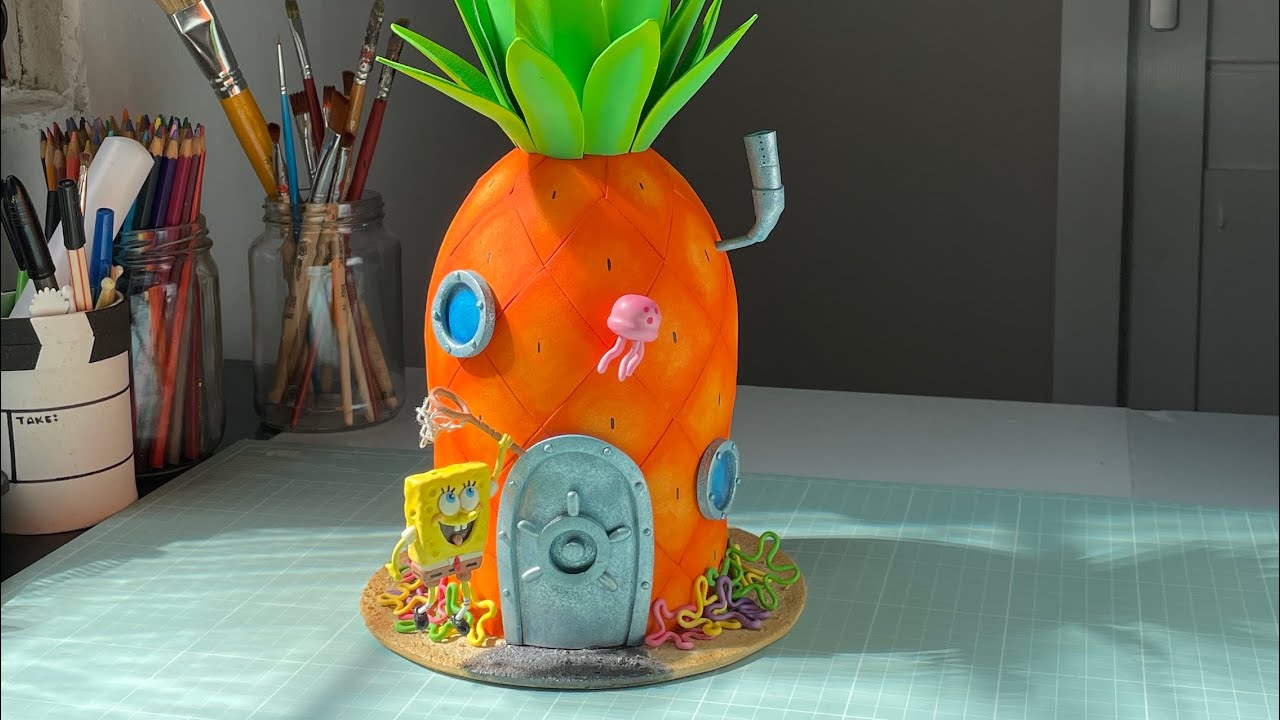 Recriei a CASA do BOB ESPONJA usando uma GARRAFA PET | Arte Nostálgica