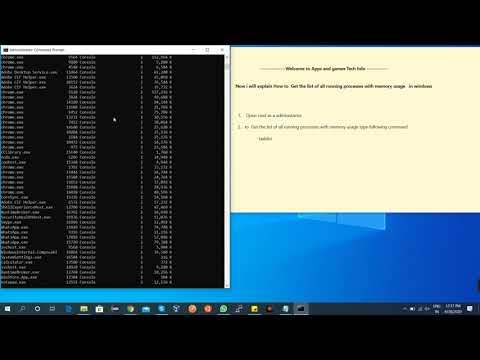 How to  Get the list of all running processes with memory usage   in windows