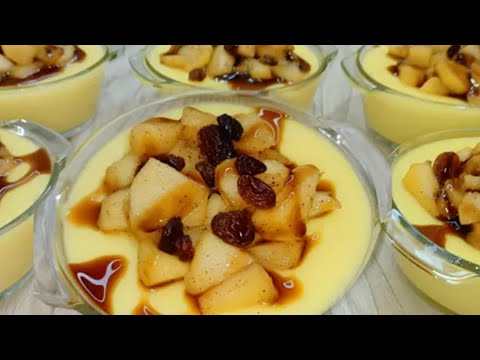 عندك نصف لتر حليب وجوج تفاحات حضري أسرع تحلية كريمية ولذيذه