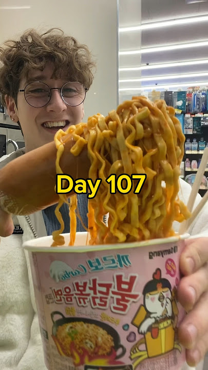 Day 107 of only eating food from a Korean convenience store! #korea #ramen #koreanconveniencestore