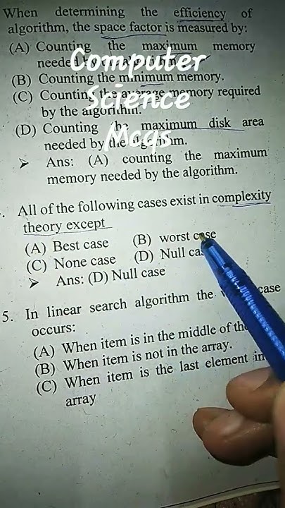 computer science mcqs DATA STRUCTURES AND ALGORITHM - YouTube
