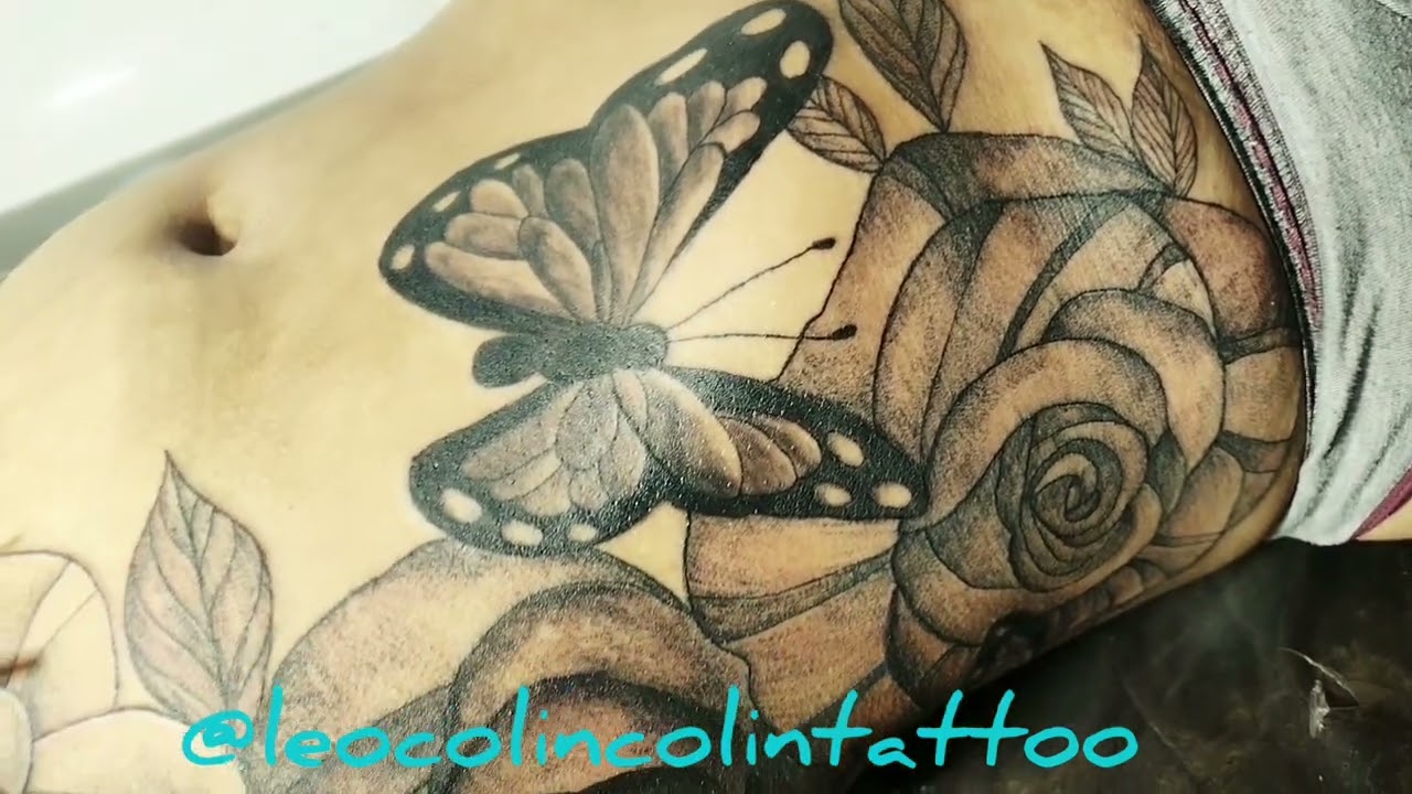 Tatuagem de Borboleta na costela Tattoo Floral tatuagem de passarinho