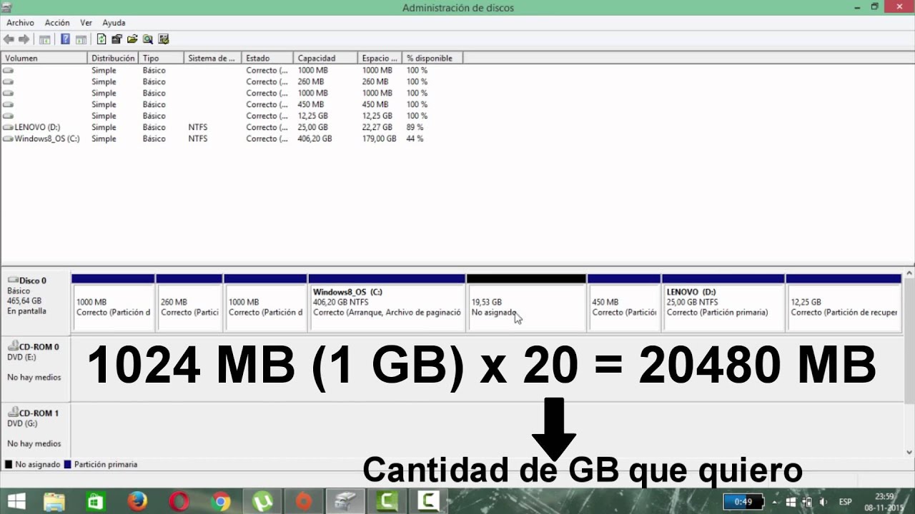 Como Crear particiones o aumentar el tamaño de una partición - YouTube