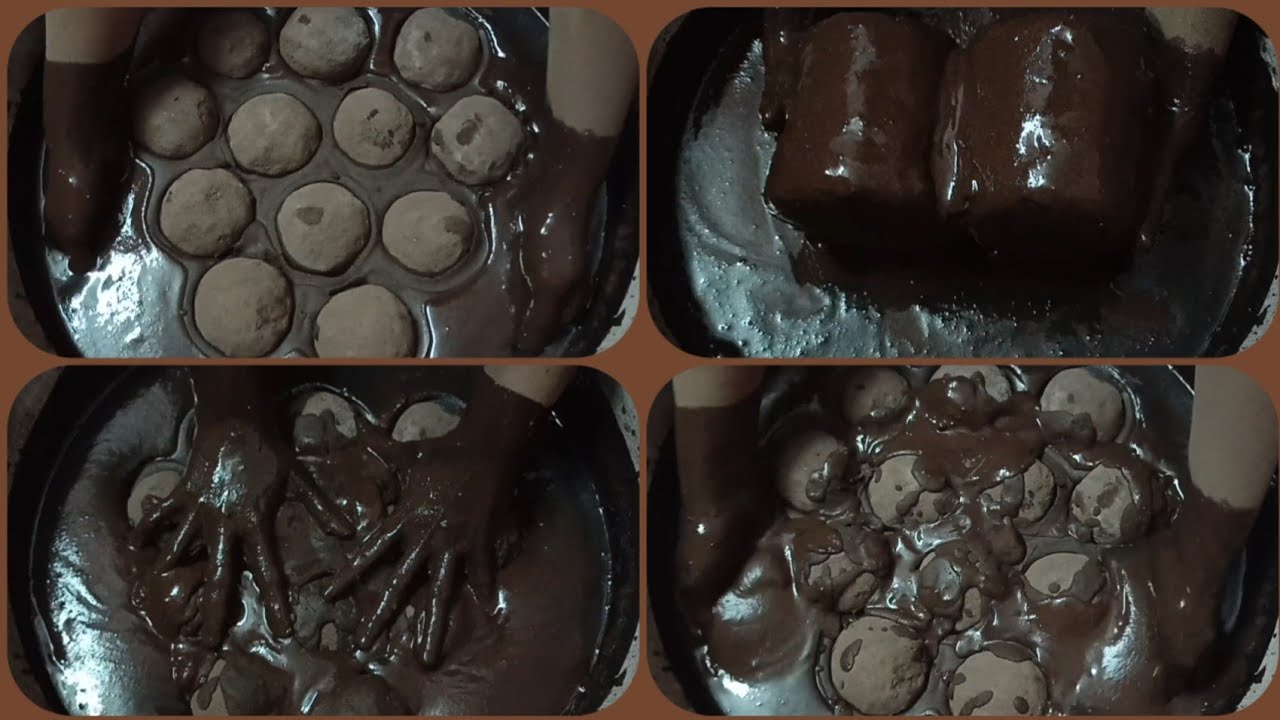 Soft Dusty Charcoal Red Dirt Dry+💦 Crumbling & Paste Mixing/Playing ASMR #1093