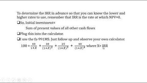 Predetermining INTERNAL RATE OF RETURN (IRR) by a calculator in Investment Appraisal