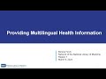 Providing multilingual health information march 6 2024