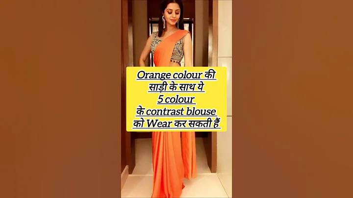 Orange saree with contrast blouse idea's #blouse #styling #tips #ideas