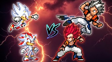 Shadow OP(All Form) & Sonic  OP(Al Form) VS Gogeta MUI OP & Gogeta OP(All Form) in Jump Force Mugen