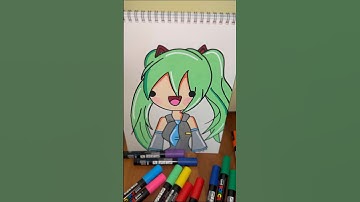 Drawing Hatsune Miku but using Posca Markers #shorts