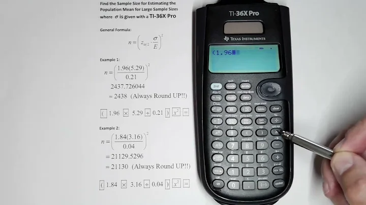 Find Sample Size Around Population Mean (Standard Deviation is Given) on a TI-36X Pro