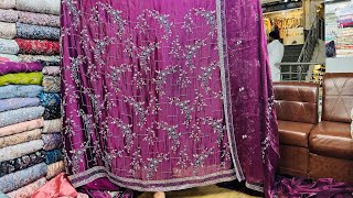 Crinkle Silk New Heavy Cutdana Work Design 🔥 Available in 8 Colours | 4PCS Suit & Loose Fabric