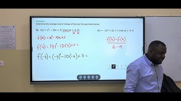 Average rate of change for a quadratic function with intervals.